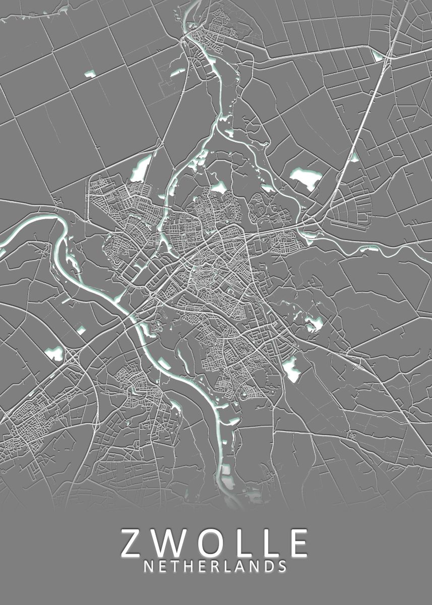 'Zwolle Netherlands Map' Poster by City Map Art Prints Displate