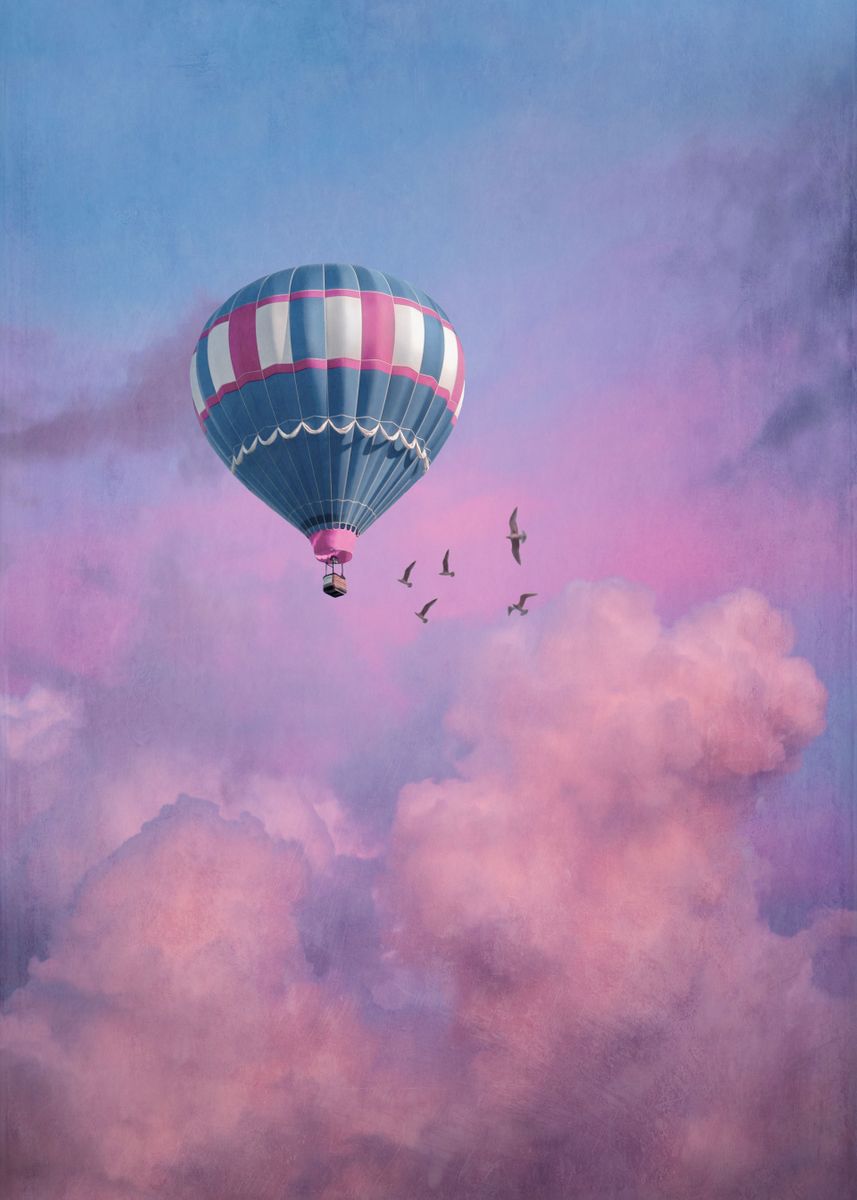 'Hot Air Balloon and Clouds' Poster by Brooke T Ryan | Displate