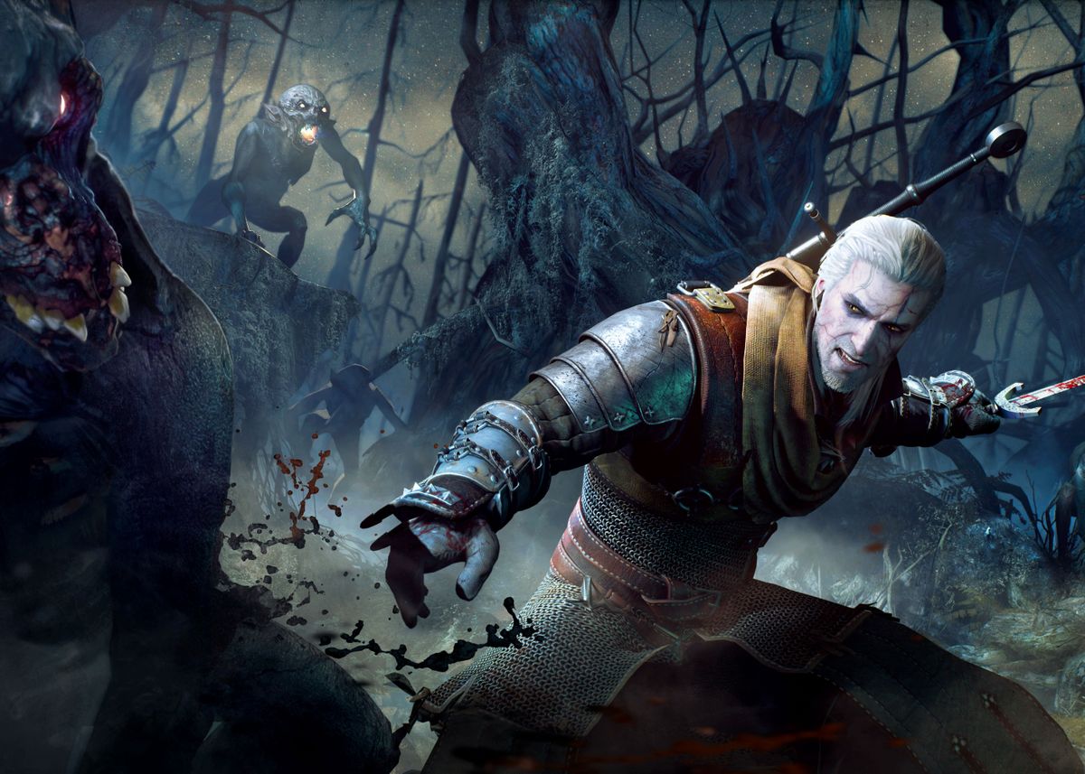 Geralt fighting Foglings