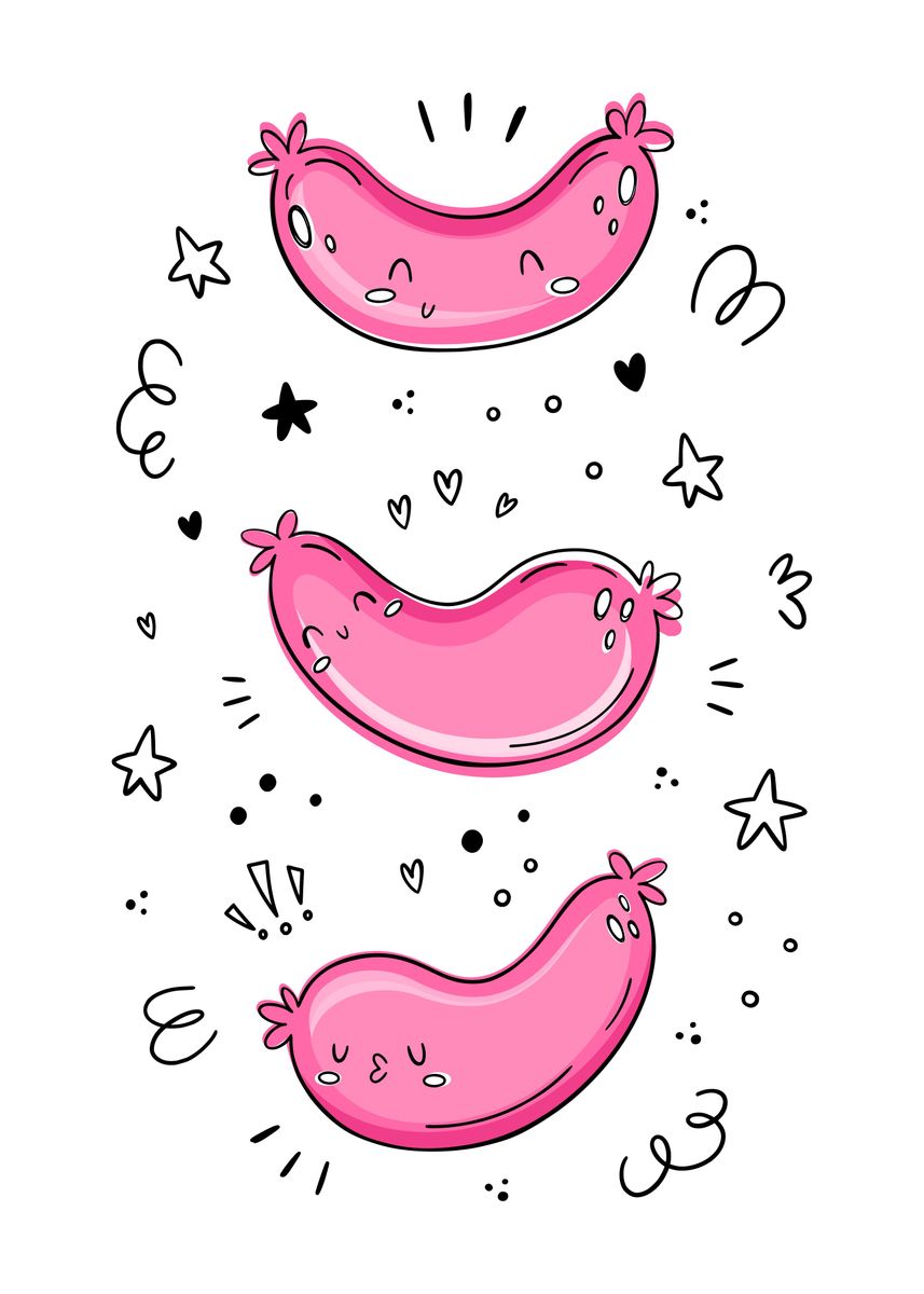 'Emoji sausages ' Poster, picture, metal print, paint by Ola_S Displate