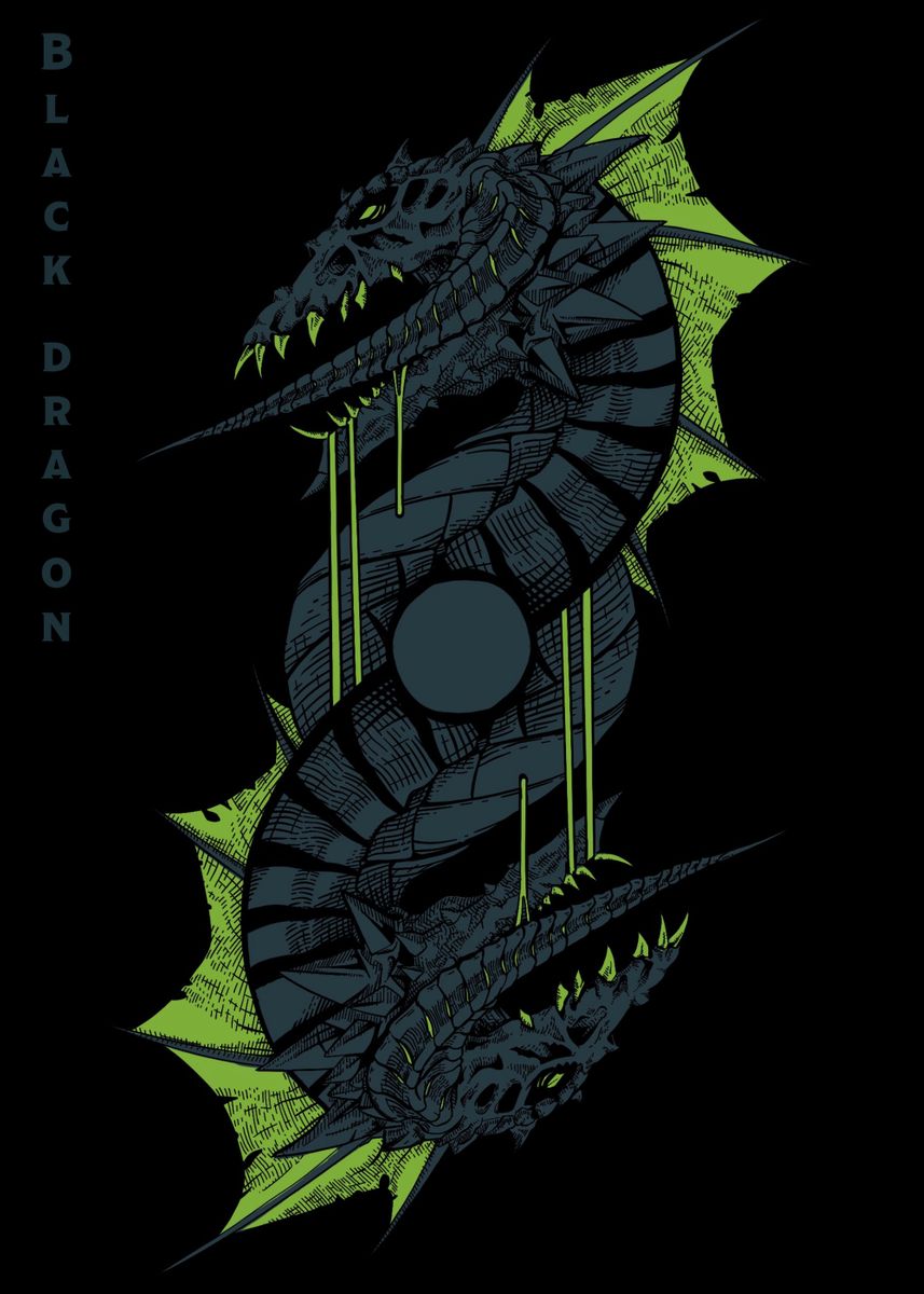 'Black Dragon' Poster, picture, metal print, paint by Matthew Gasbarre ...