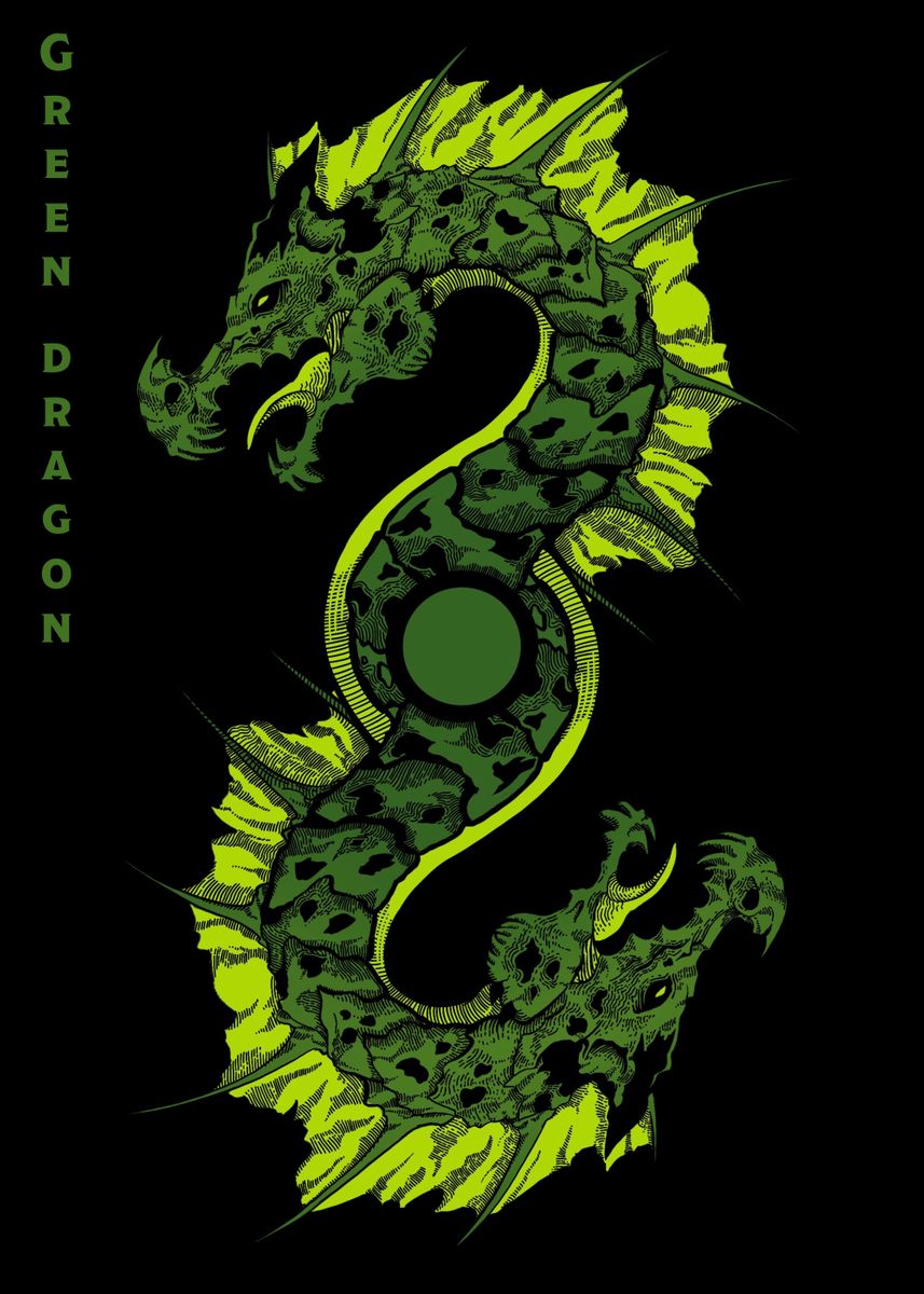 'Green Dragon' Poster, picture, metal print, paint by Matthew Gasbarre ...