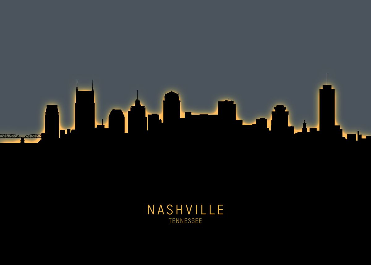 'Nashville Skyline' Poster by Michael Tompsett | Displate