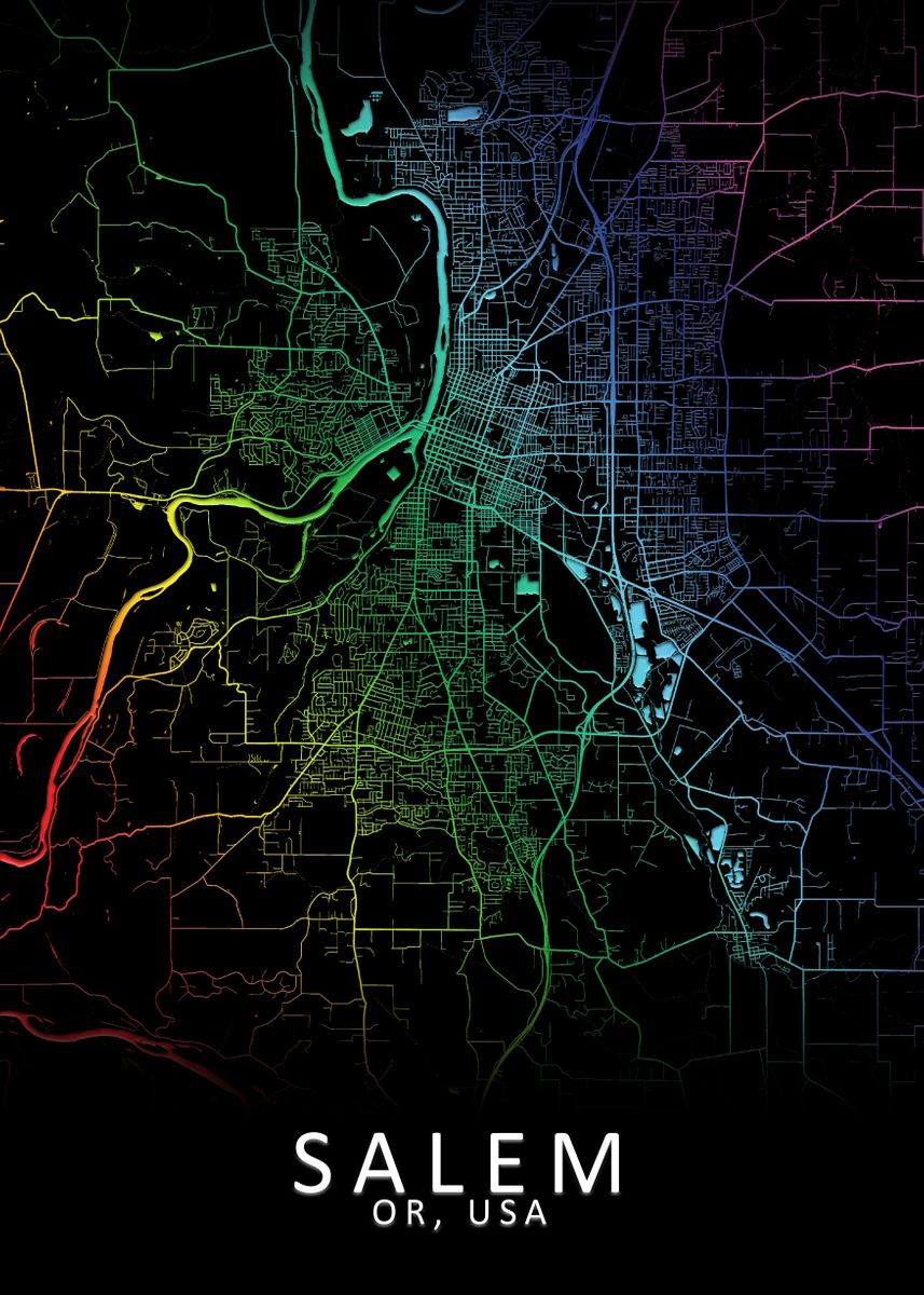 'Salem OR USA City Map' Poster, picture, metal print, paint by City Map ...