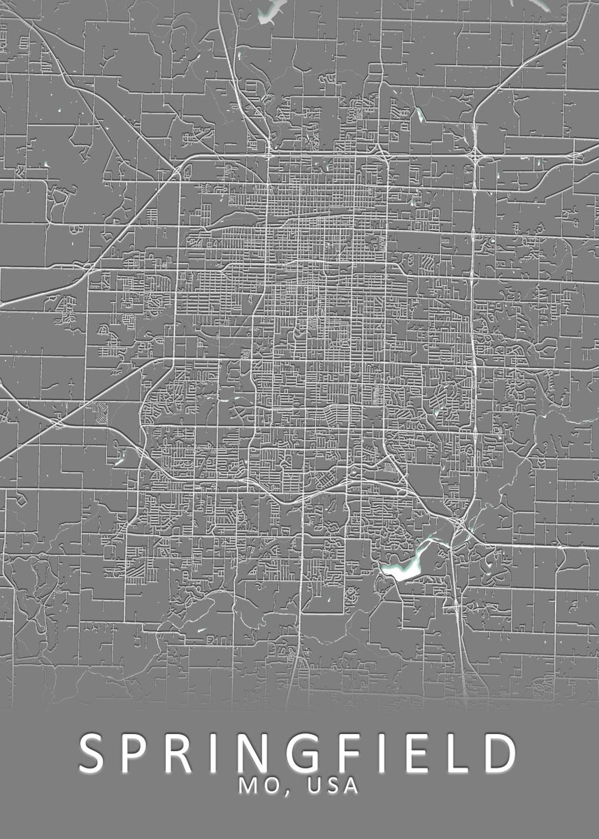 'Springfield USA City Map' Poster by City Map Art Prints Displate