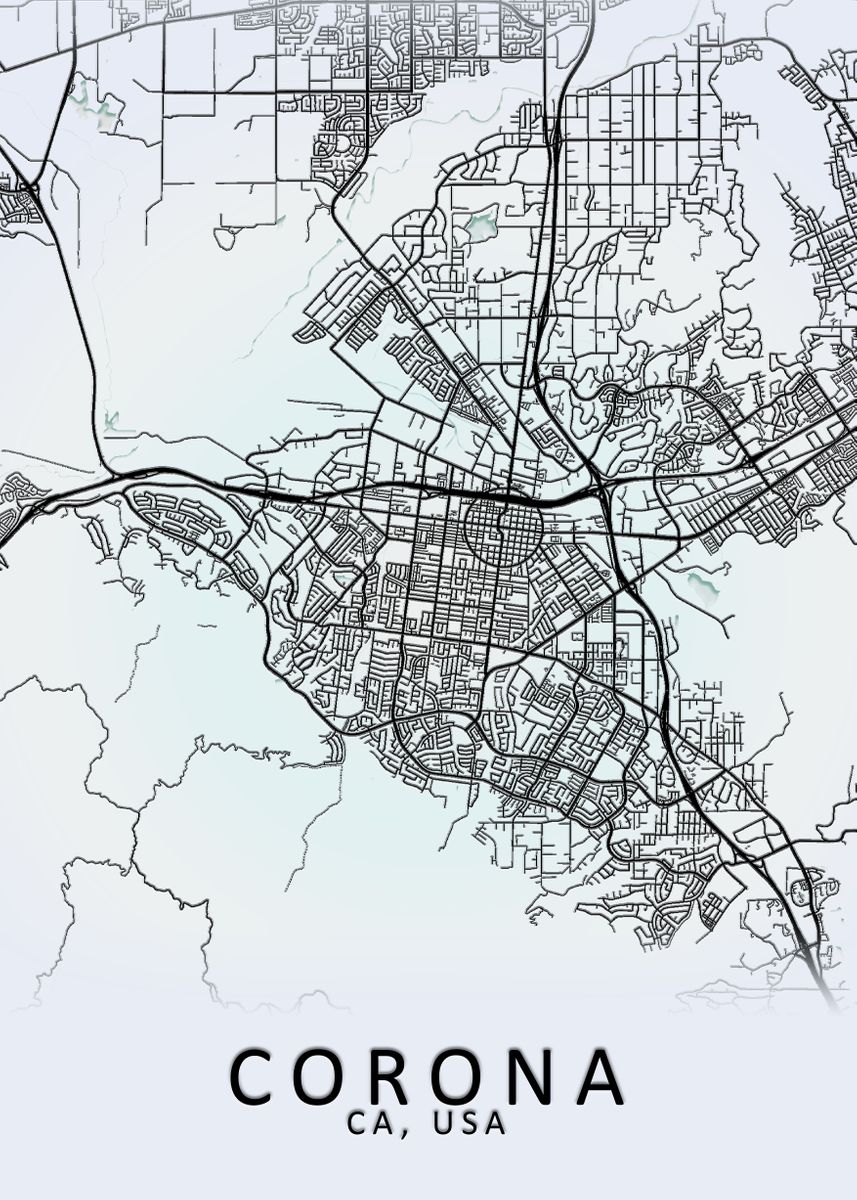 'Corona CA USA City Map' Poster by City Map Art Prints | Displate