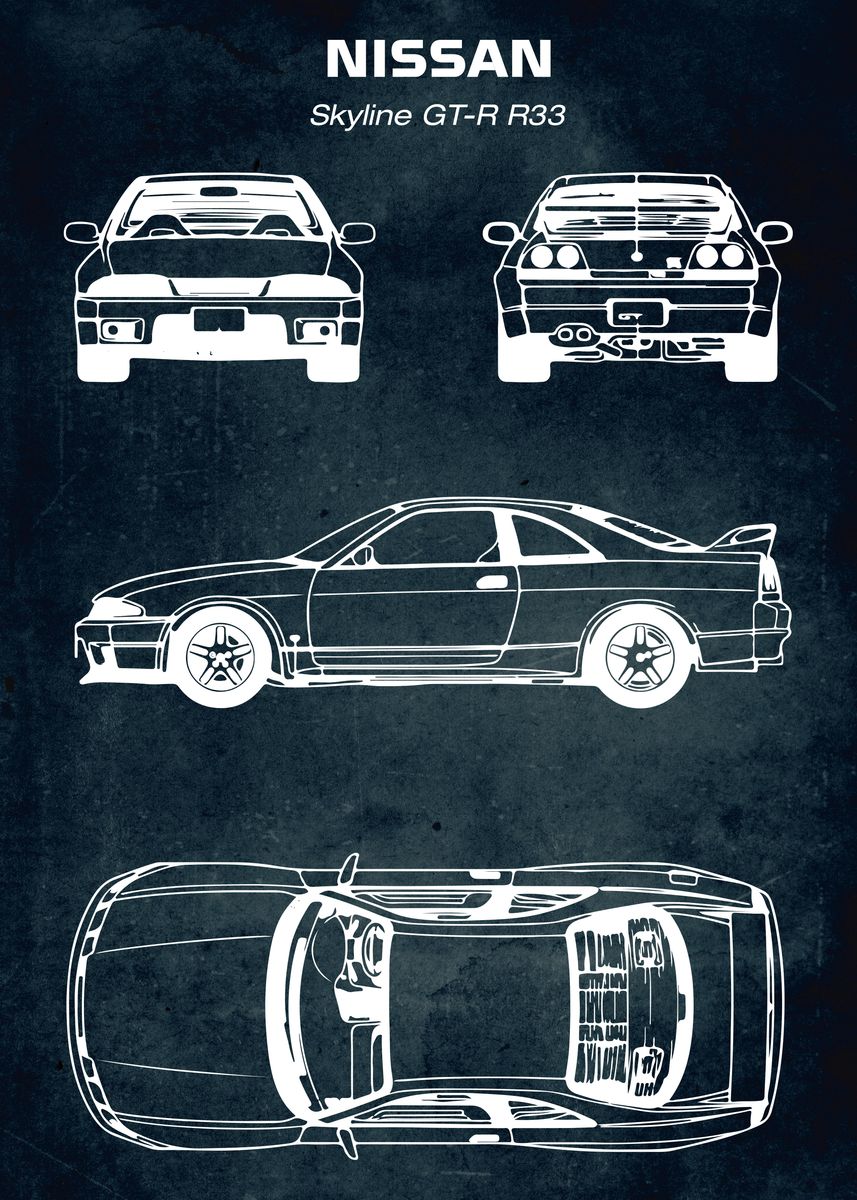 No184 Skyline Gtr R33 Poster By Xavier Vieira Displate