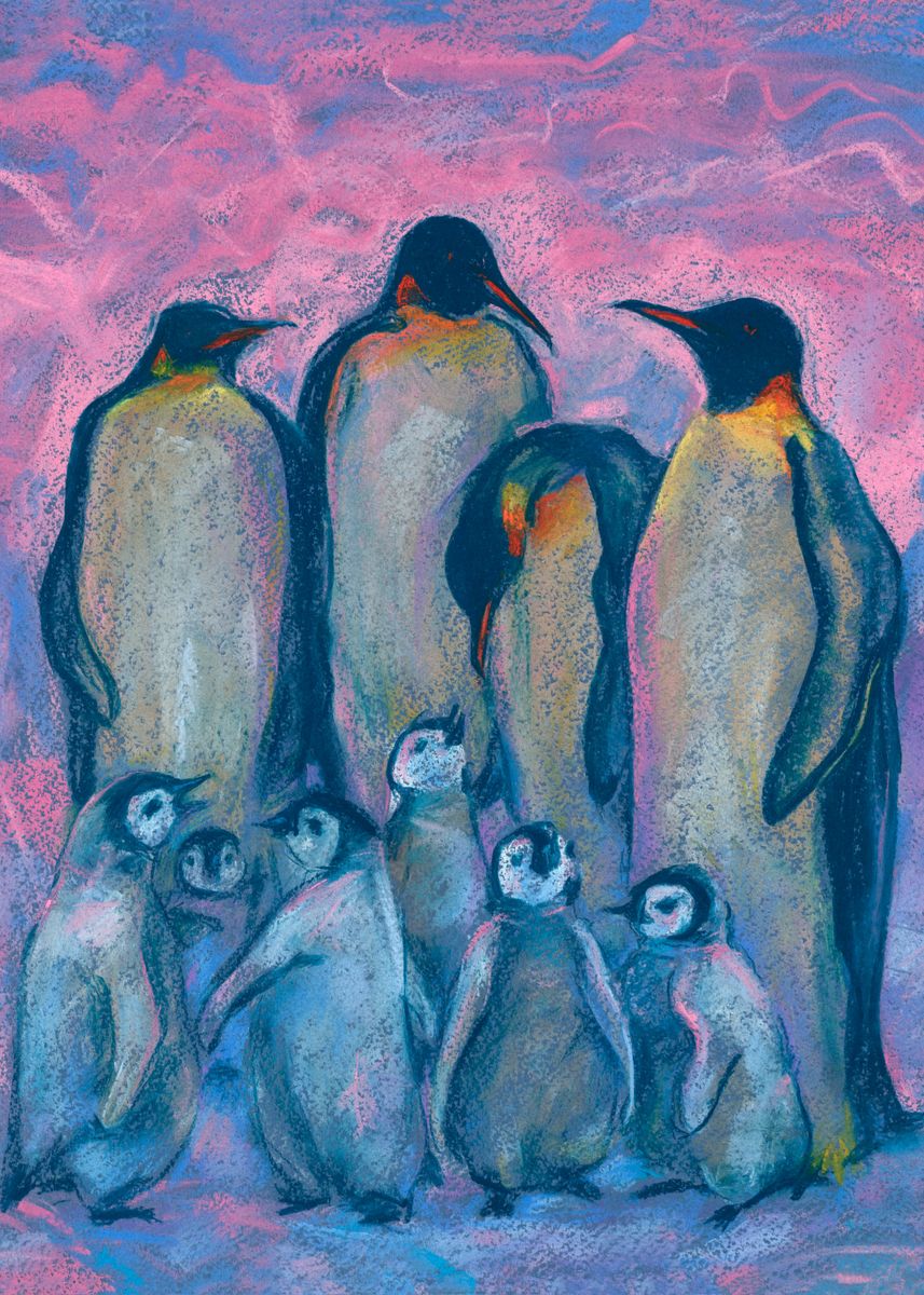 'Emperor Penguins Family' Poster by Julia Khoroshikh | Displate