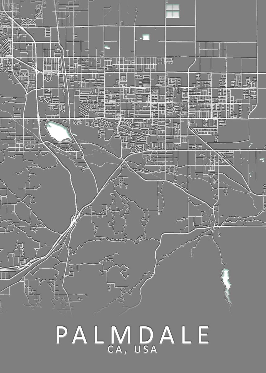 'Palmdale CA USA City Map' Poster, picture, metal print, paint by City ...