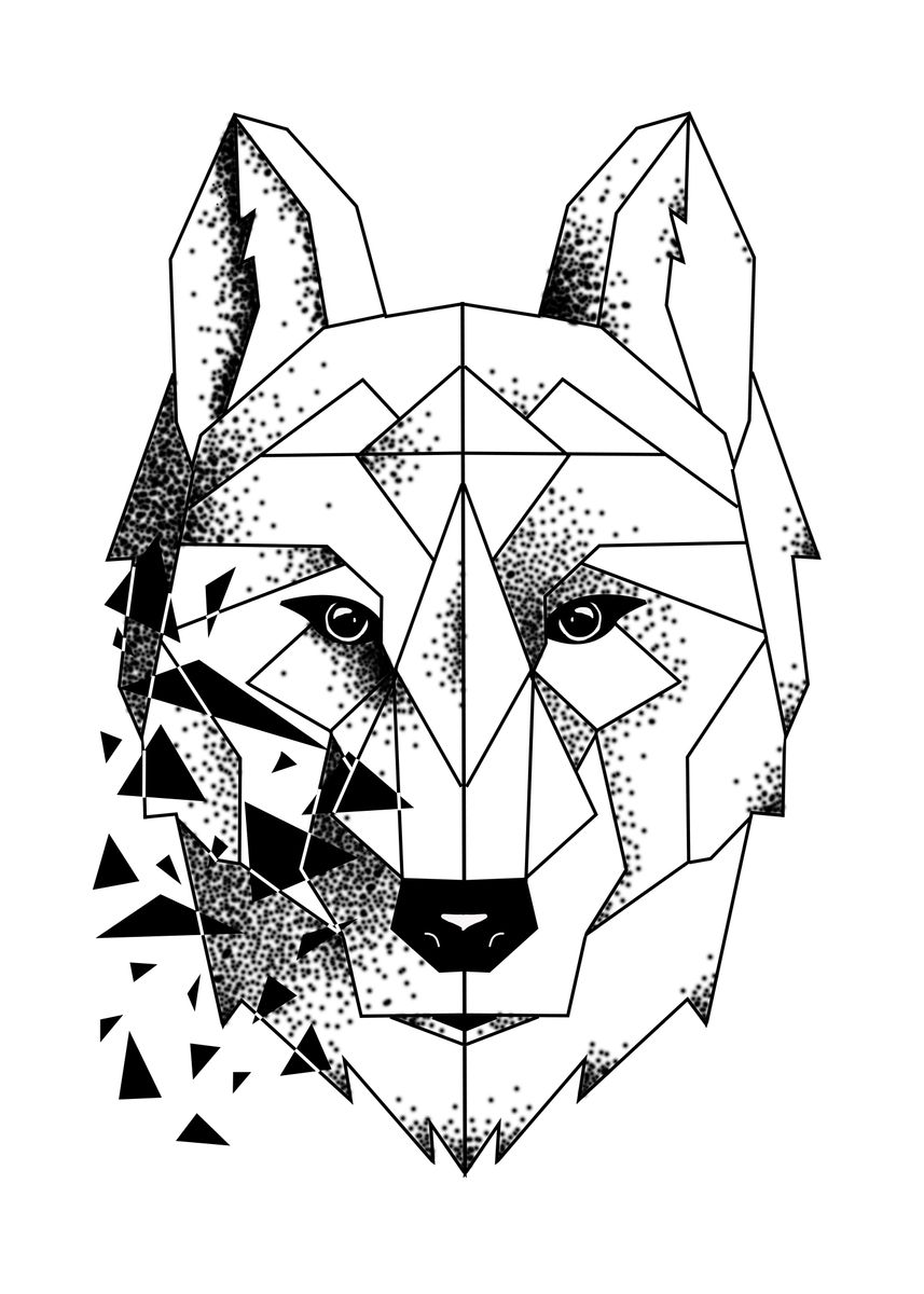 'triangle wolf' Poster, picture, metal print, paint by Liesl Mommerency