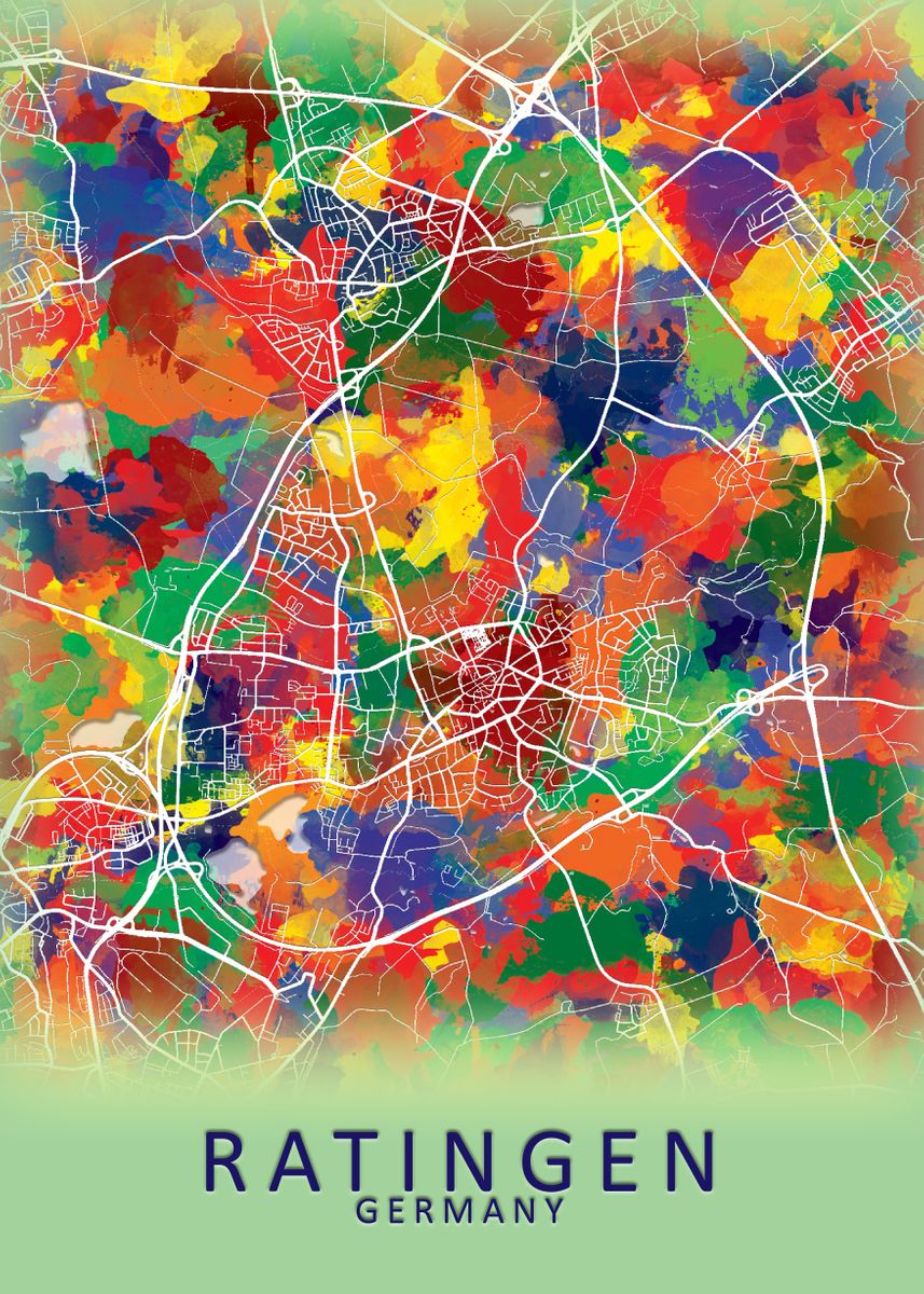 'Ratingen Germany City Map' Poster, picture, metal print, paint by City ...