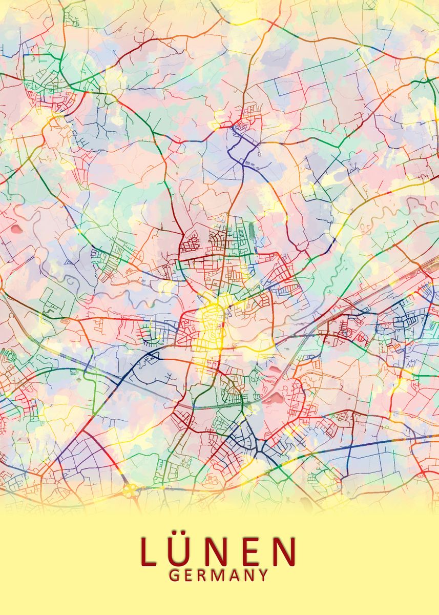 'Lunen Germany City Map' Poster by City Map Art Prints Displate