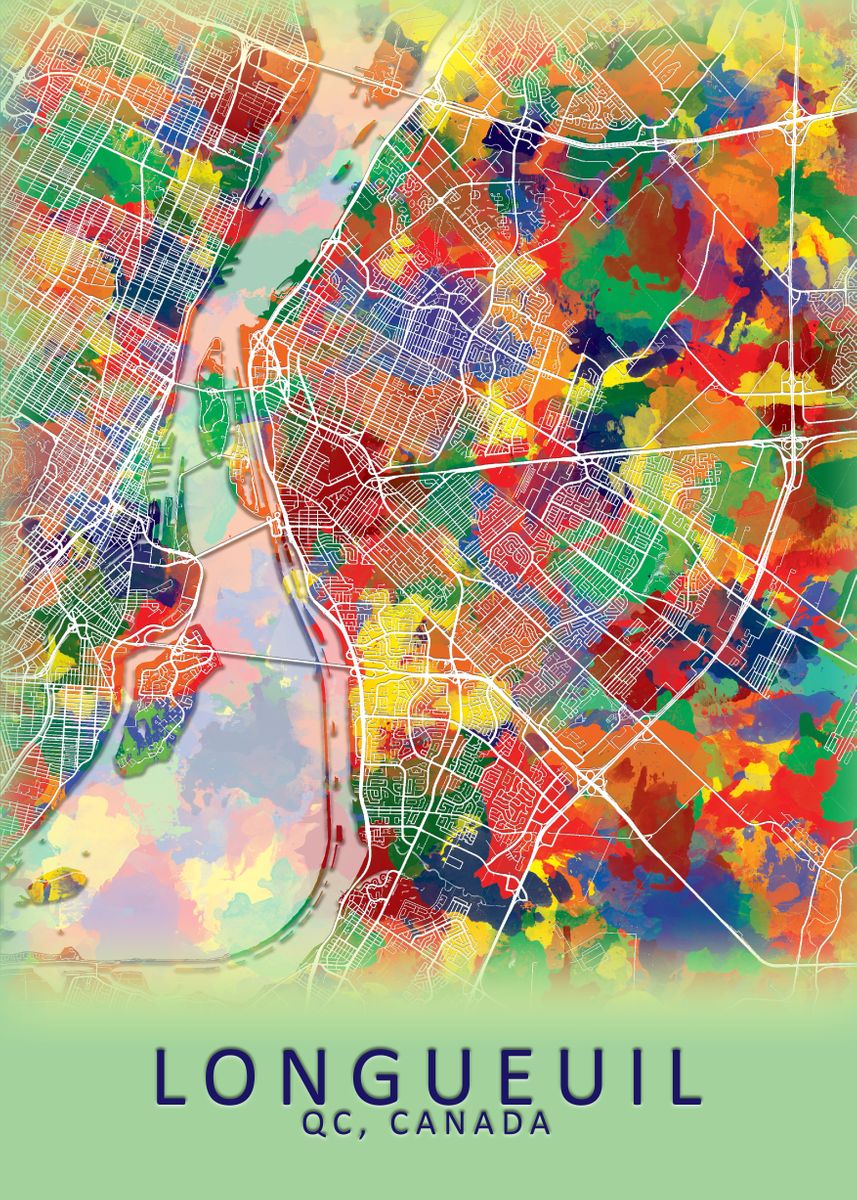 'Longueuil Canada City Map' Poster by City Map Art Prints Displate