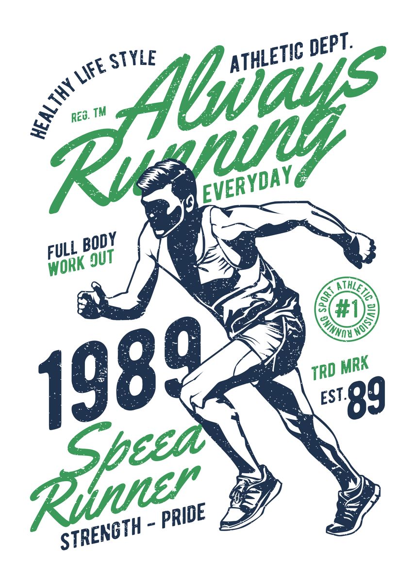 Плакаты бега. The always Run logo.