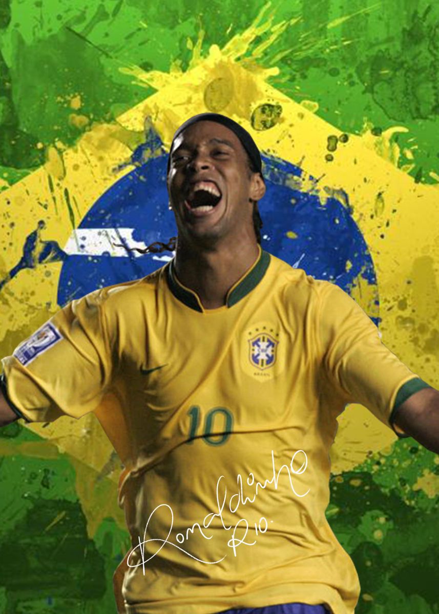 'Ronaldinho R10' Poster, picture, metal print, paint by Phantom 