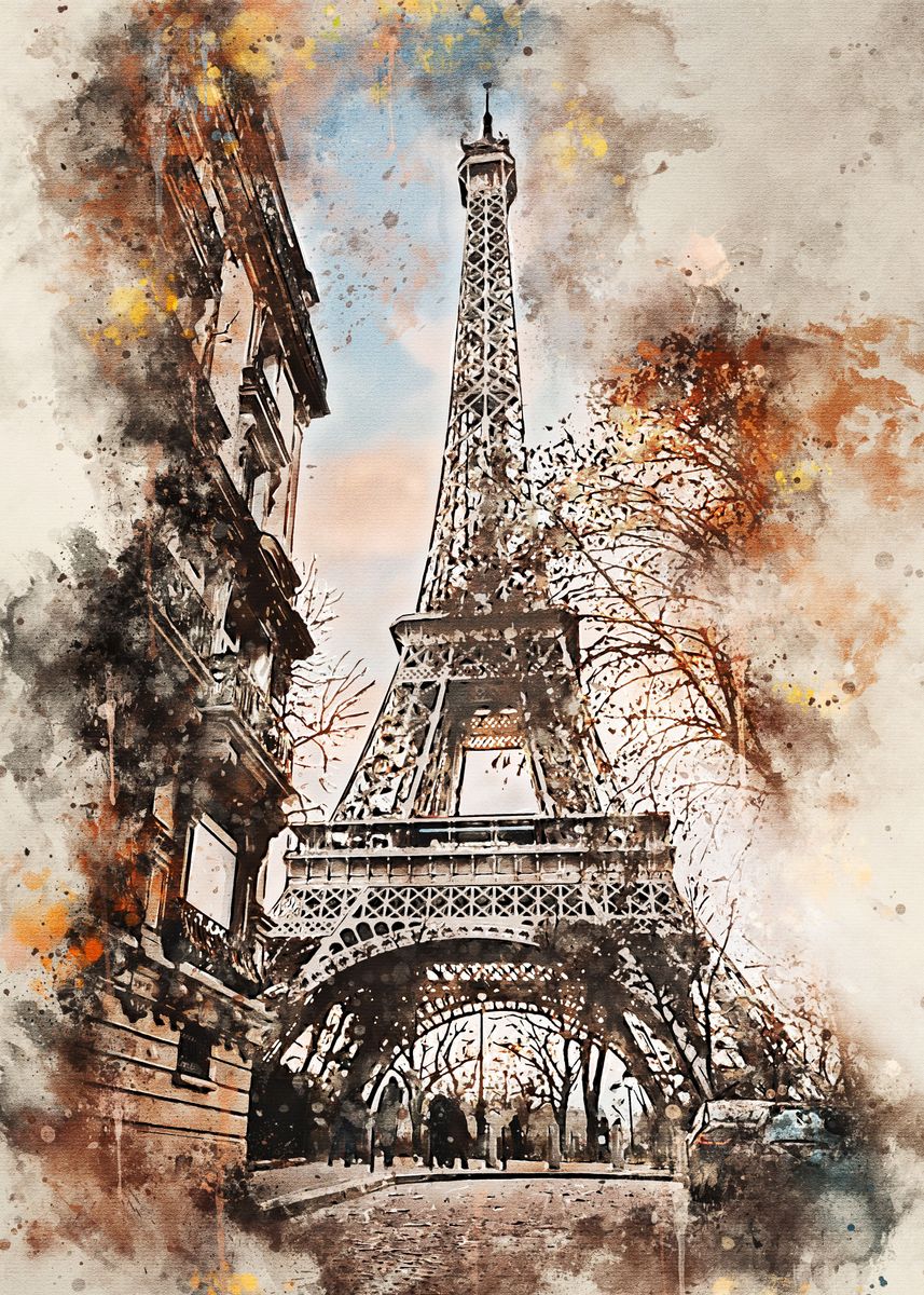'Paris in Watercolor' Poster by Posteralize  | Displate