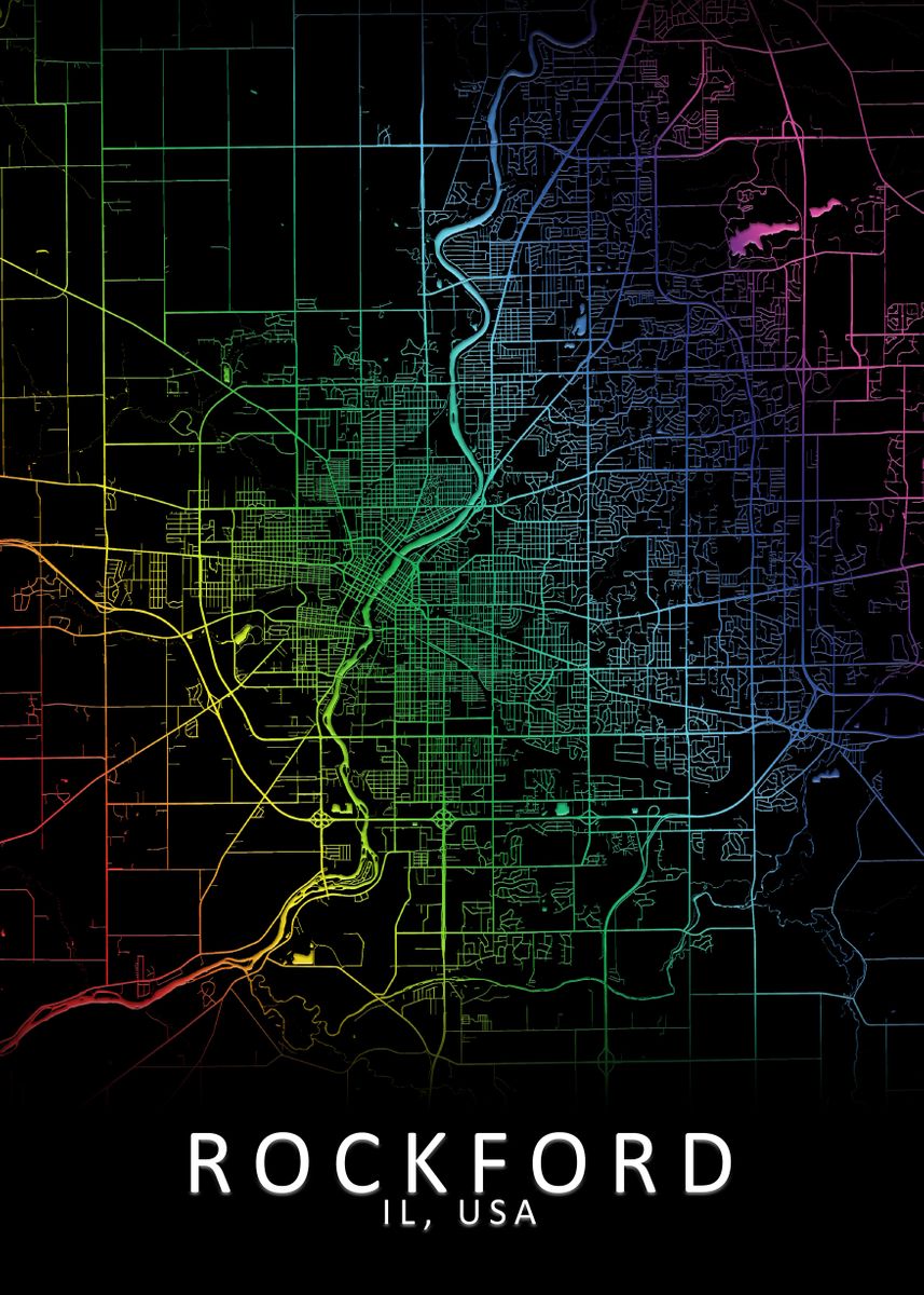 'Rockford IL USA City Map' Poster by City Map Art Prints | Displate