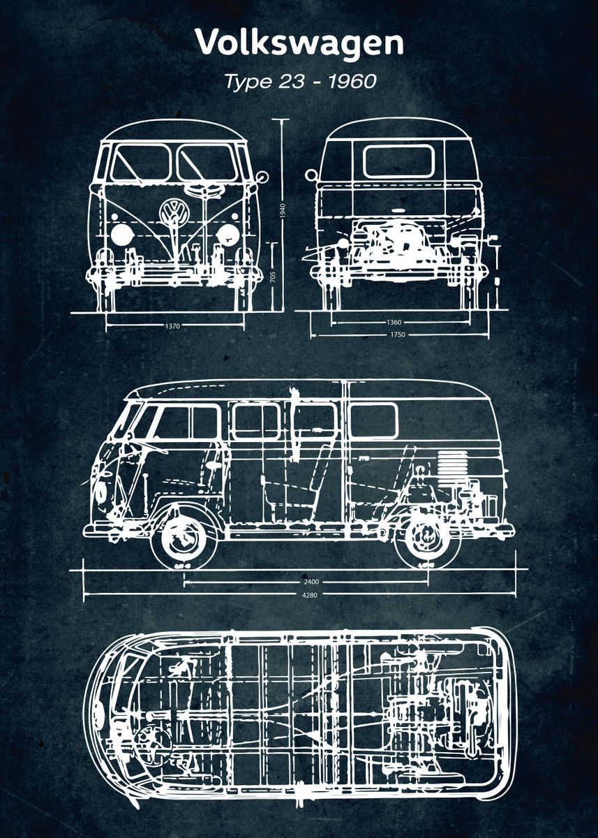 'No254 VW Type 23 1960' Poster by Xavier Vieira | Displate