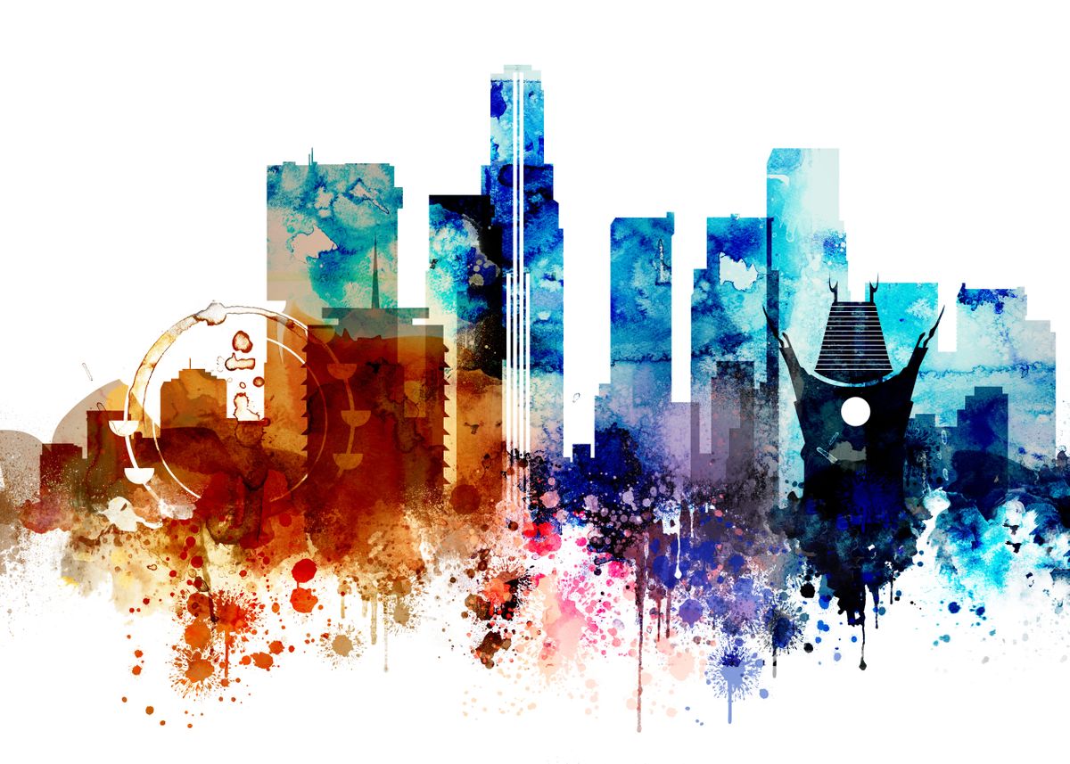 'Los Angeles Skyline ' Poster by Dim | Displate