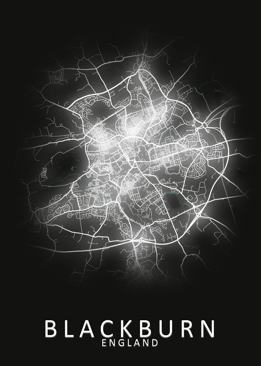 'Blackburn England City Map' Poster by City Map Art Prints Displate