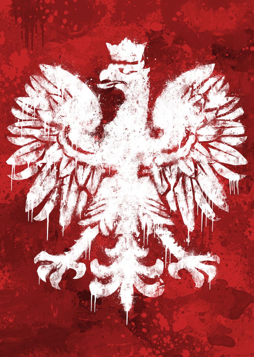 'Polish Flag Eagle Grunge' Poster, picture, metal print, paint by