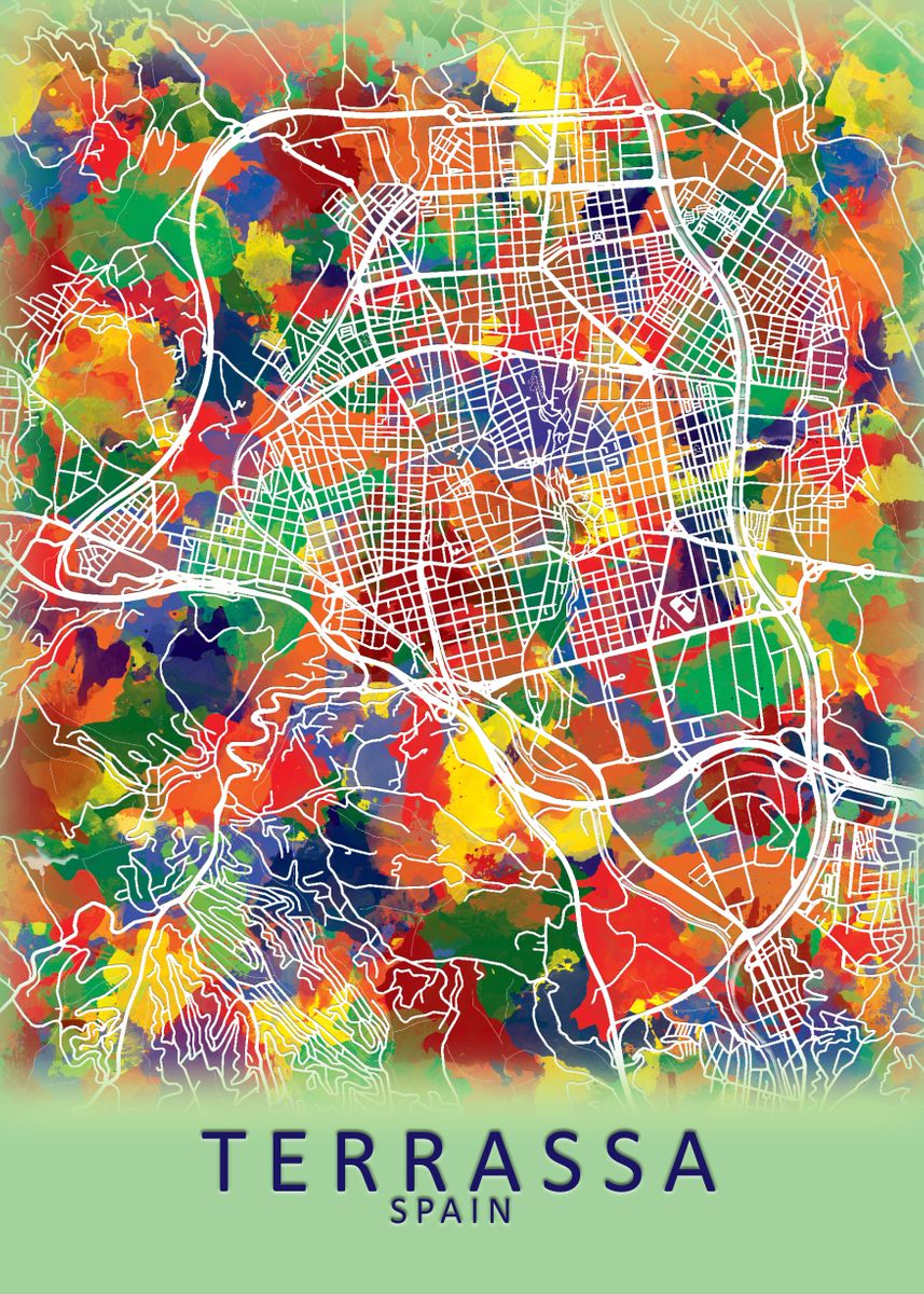 'Terrassa Spain City Map' Poster by City Map Art Prints Displate