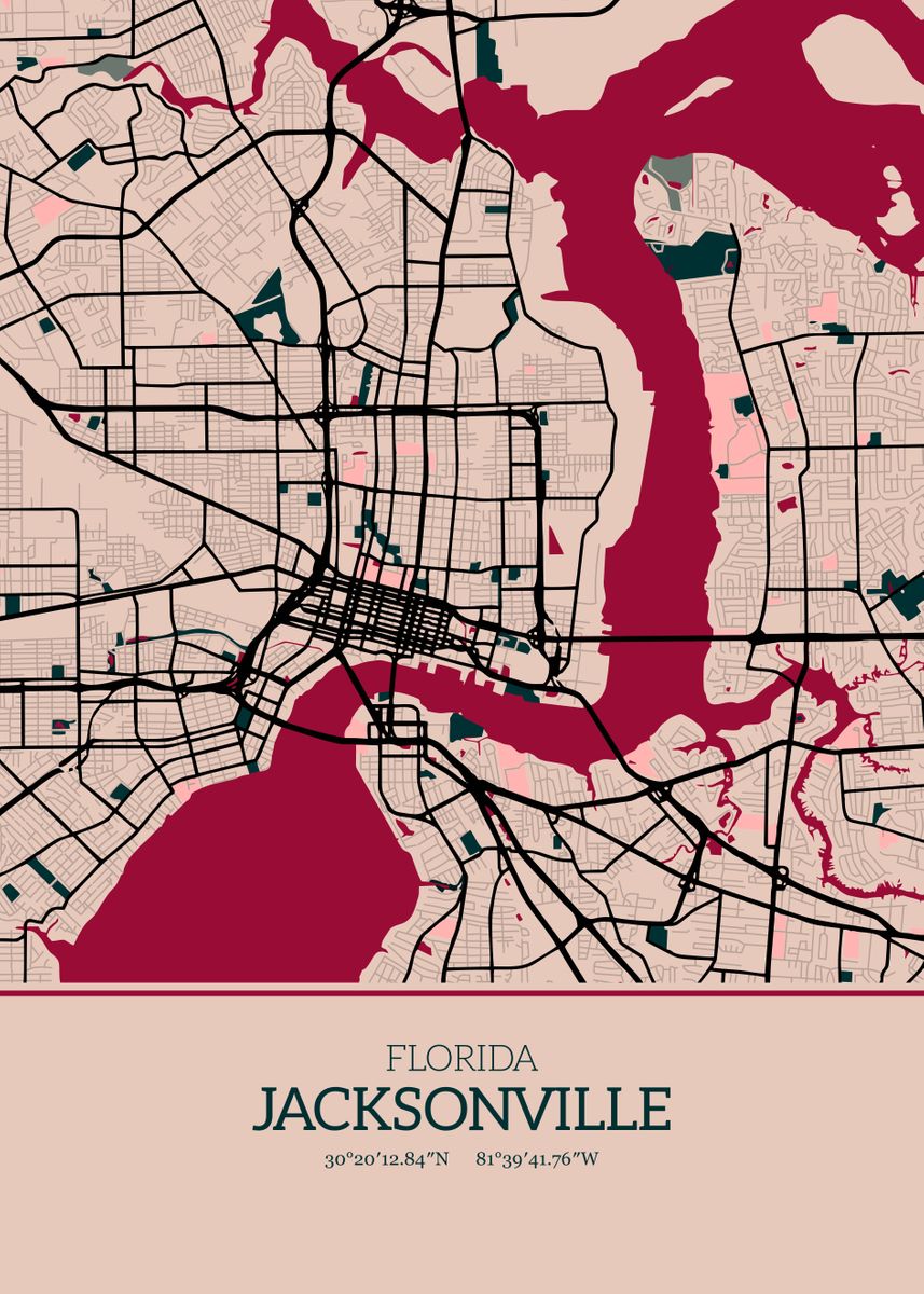 'Jacksonville' Poster, picture, metal print, paint by Dany | Displate