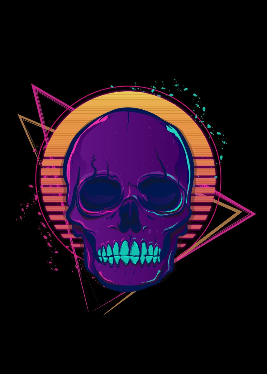 'Skull Synthwave' Poster by EDM Project | Displate
