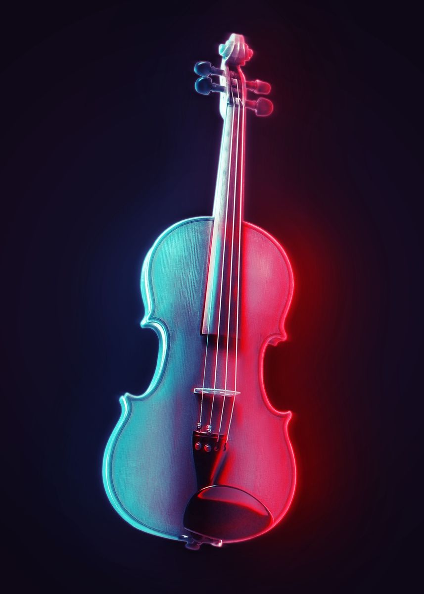 'Neon Violin 1' Poster, picture, metal print, paint by Maksymilian ...