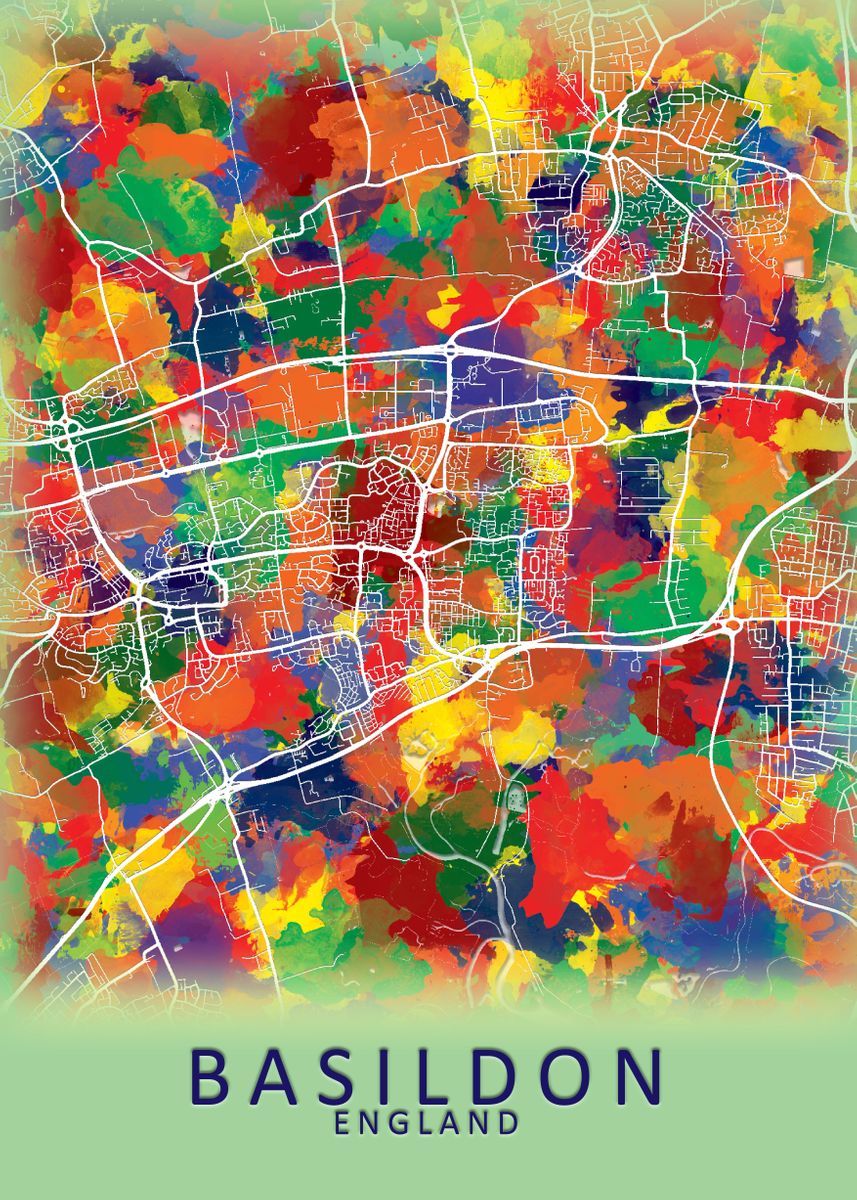 'Basildon England City Map' Poster, picture, metal print, paint by City ...