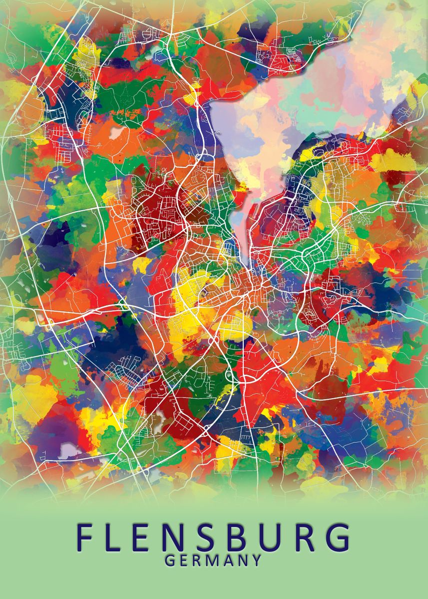 'Flensburg Germany City Map' Poster by City Map Art Prints Displate