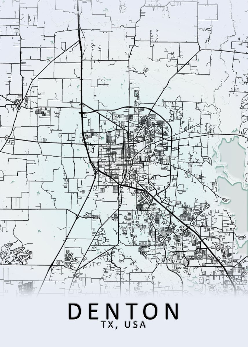 'Denton TX USA City Map' Poster by City Map Art Prints | Displate