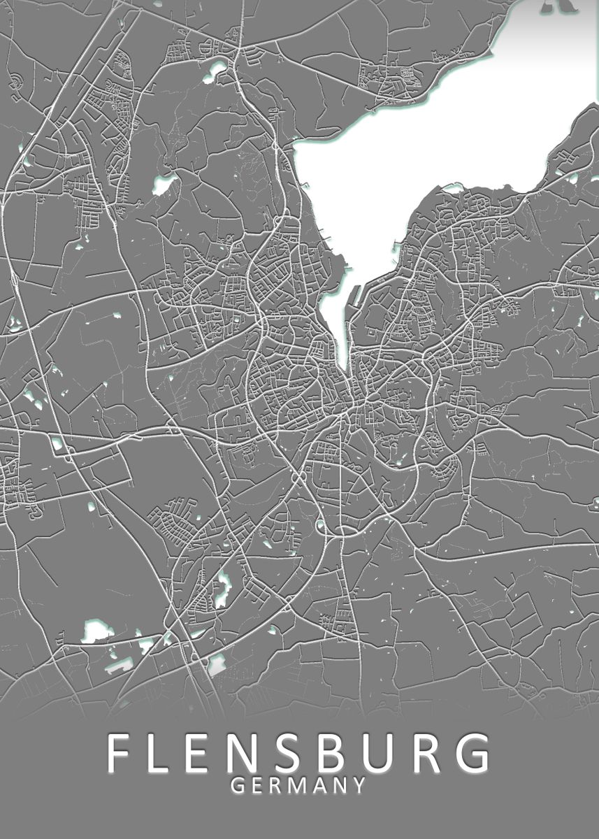 'Flensburg Germany City Map' Poster, picture, metal print, paint by