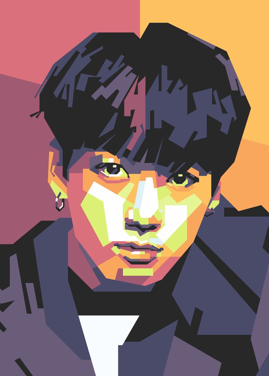 'Jeon Jung Kook BTS in WPAP' Poster, picture, metal print, paint by DK ...