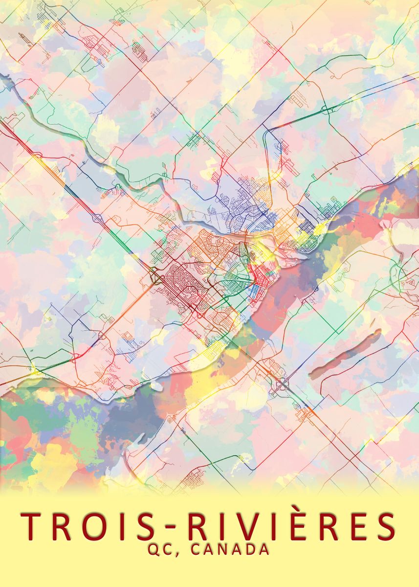 'Trois Rivieres Canada Map' Poster by City Map Art Prints Displate