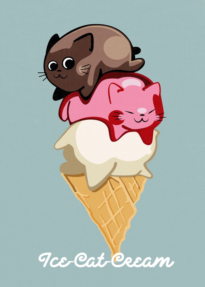 'ice cat cream' Poster, picture, metal print, paint by 0noiion0 jhonny ...