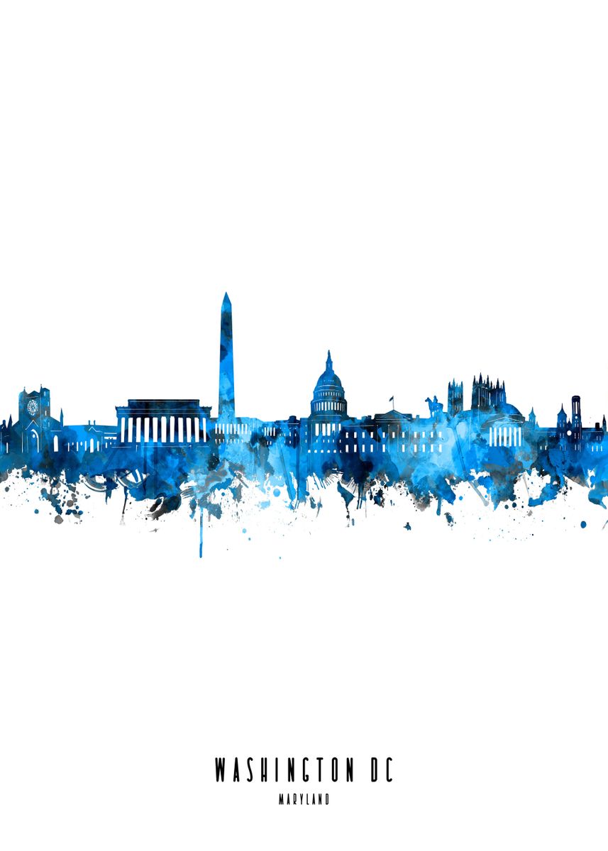 'washington dc watercolor' Poster by Bekim Art Displate