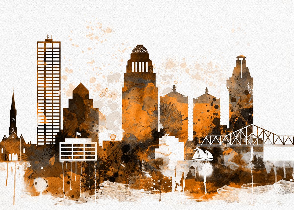 louisville ky skyline metal poster print dim displate louisville ky skyline metal poster print dim displate