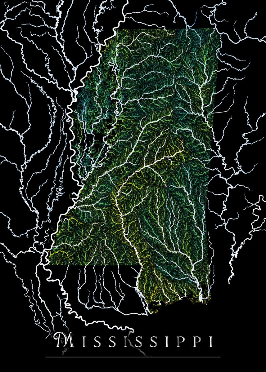 'Mississippi Rivers' Poster, picture, metal print, paint by Soula ...