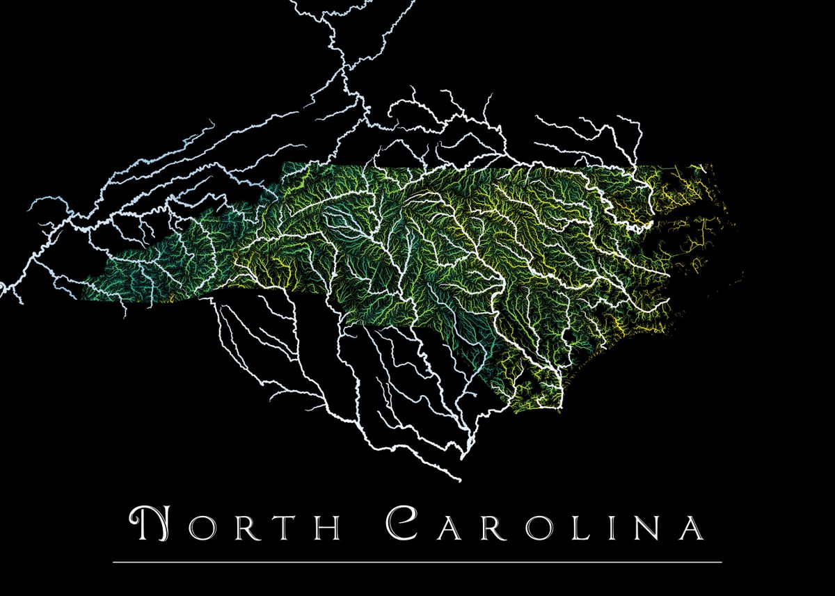 'North Carolina Rivers' Poster by Soula Studios | Displate