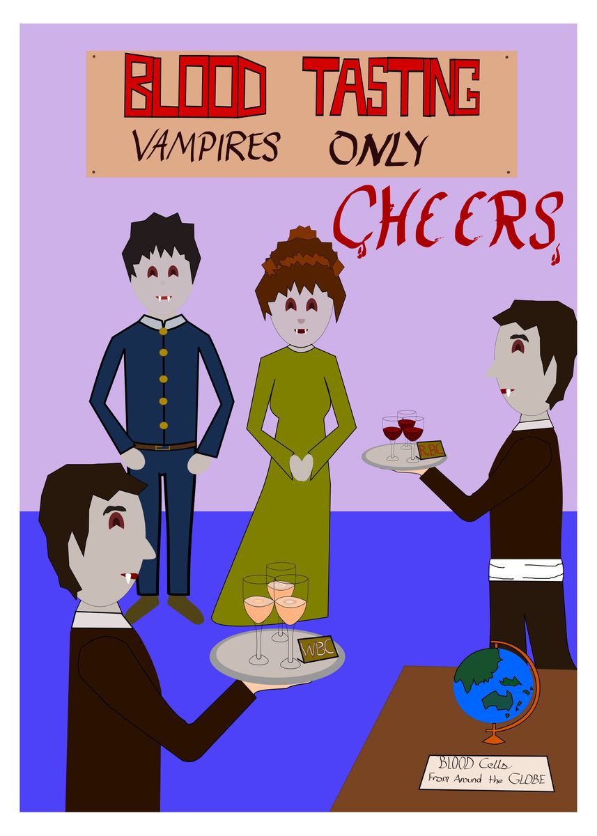 'Blood Red Wine Tasting' Poster, picture, metal print, paint by Hanny