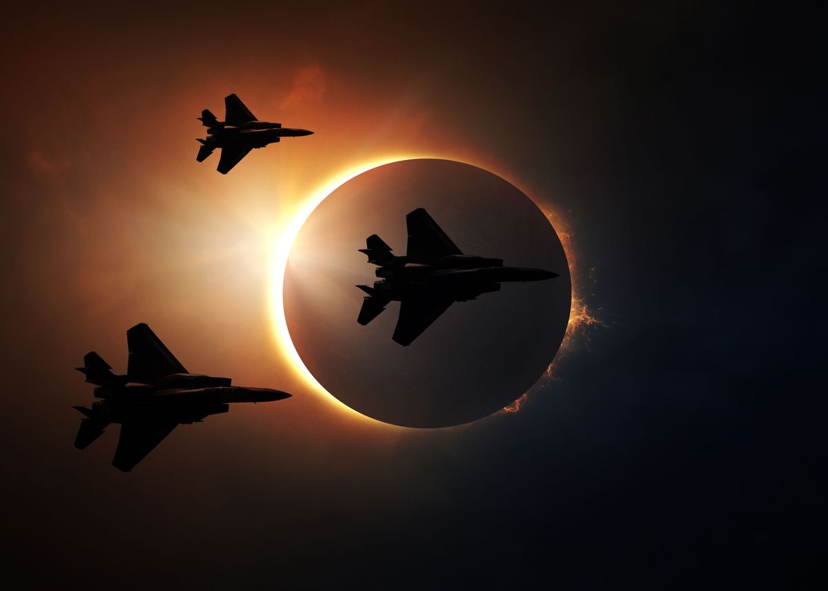 'F15s in Solar Eclipse' Poster by Afterburner Club | Displate