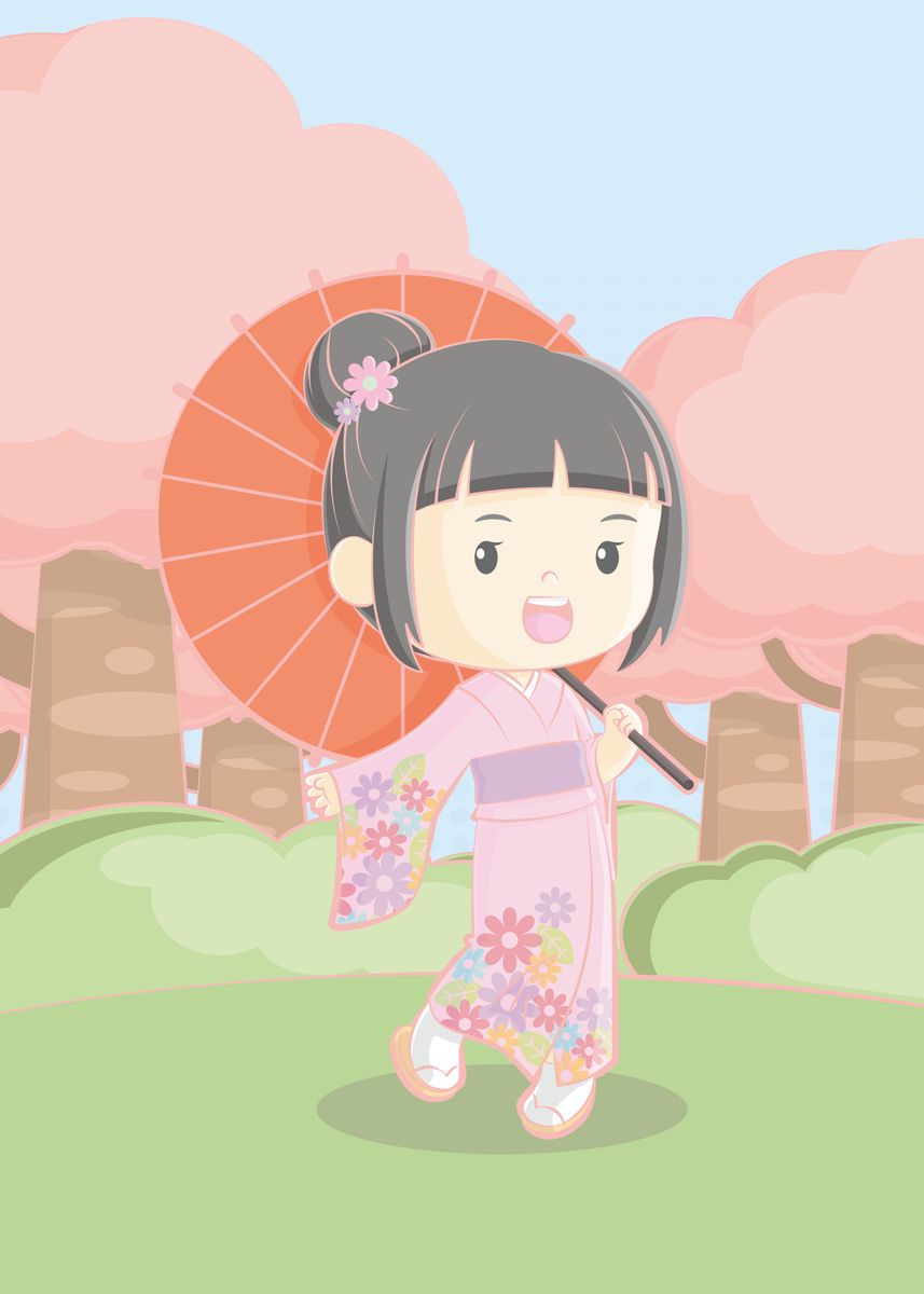 Illustration Kawaii japan girl