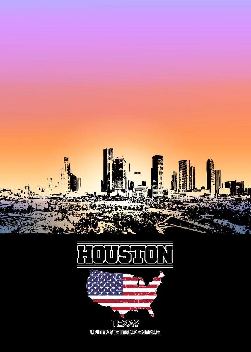 ‘Houston’ Poster by Printed Artings | Displate