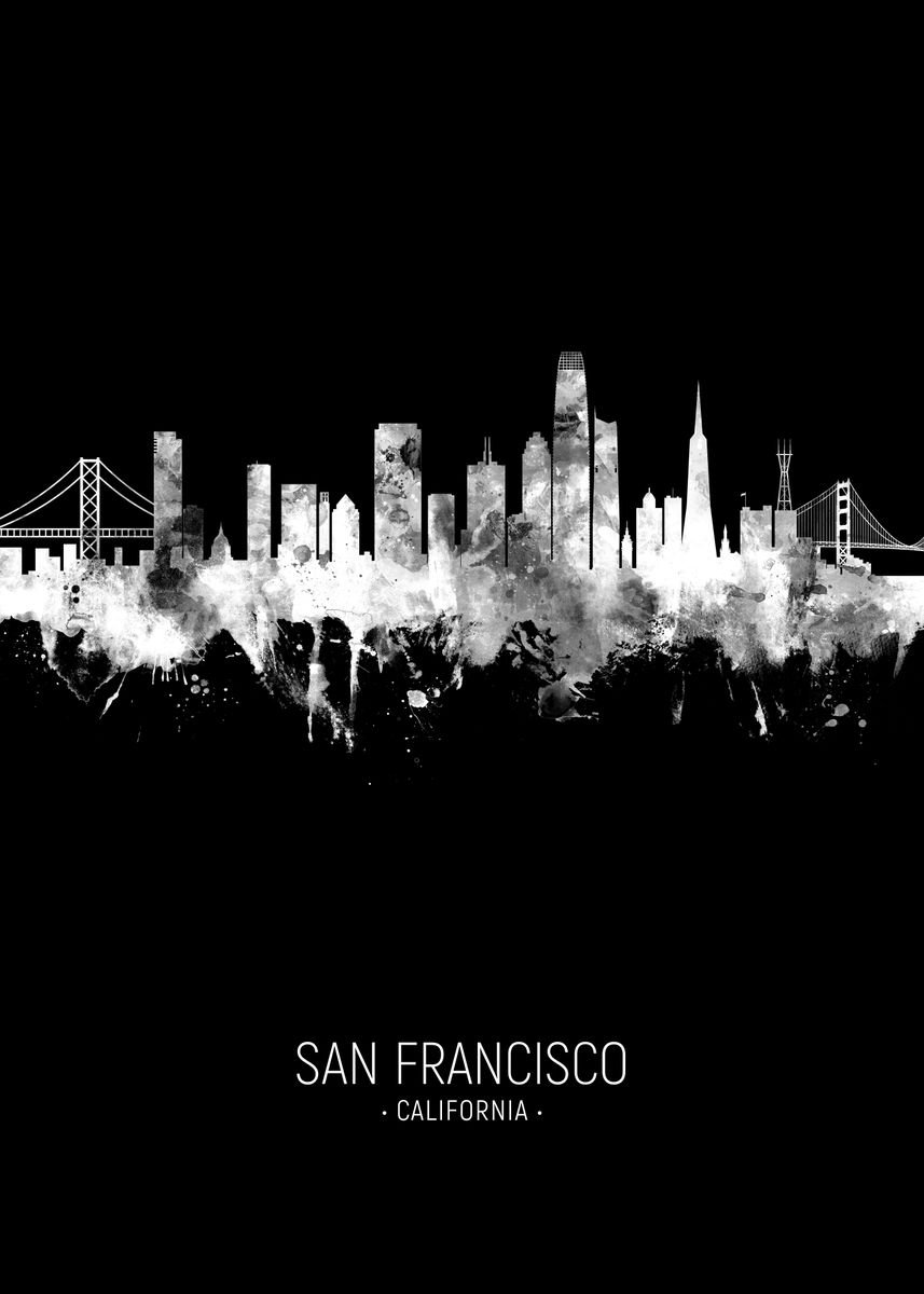 'San Francisco Skyline' Poster by Michael Tompsett | Displate