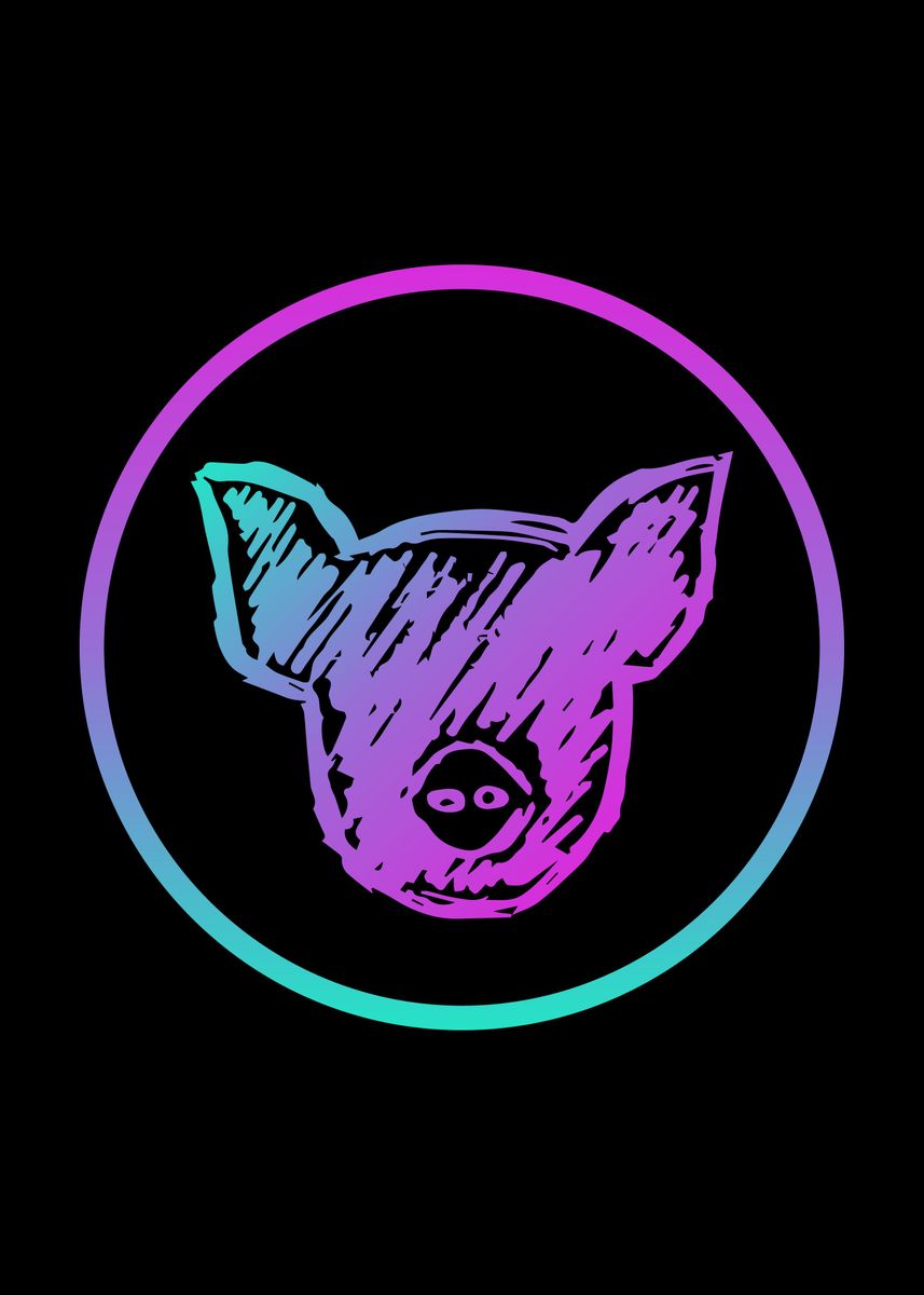'Neon Pig Animal 4' Poster by Maricris M | Displate
