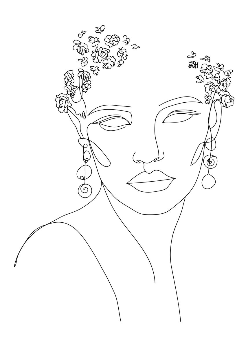 'goddess One Line Drawing' Poster, Picture, Metal Print, Paint By 