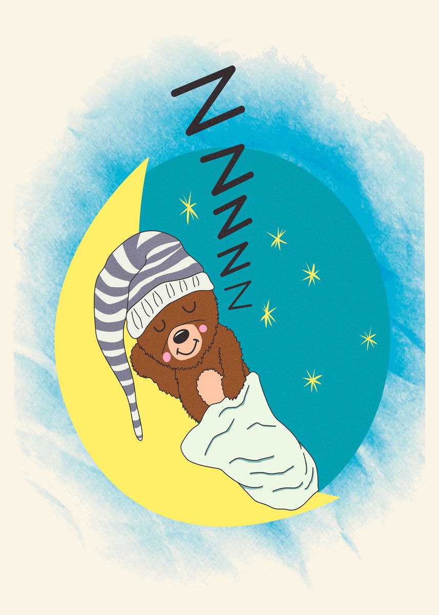 Bonne Nuit Petit Ourson Poster By Huzro Design Displate