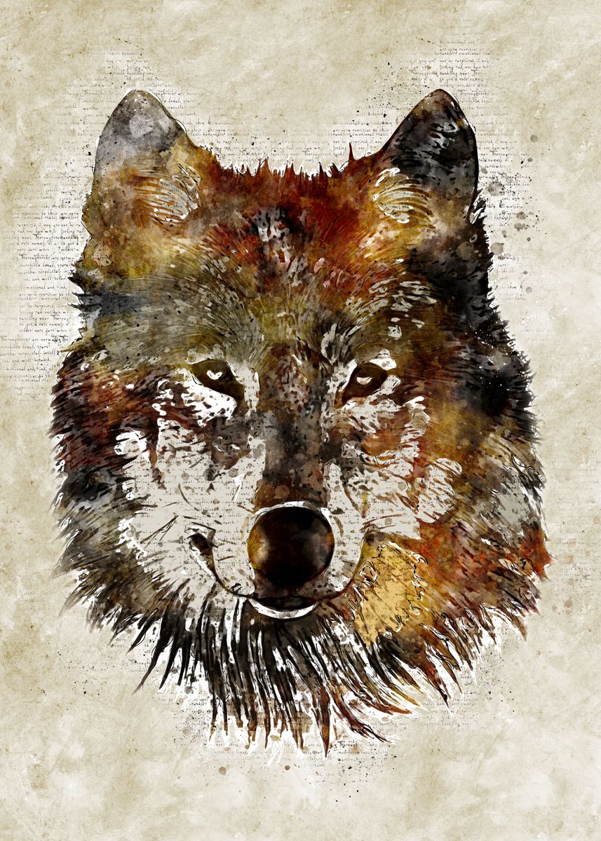 Abstract Wolf Art Painting wild animal High Quality wall Art poster Choose Size 