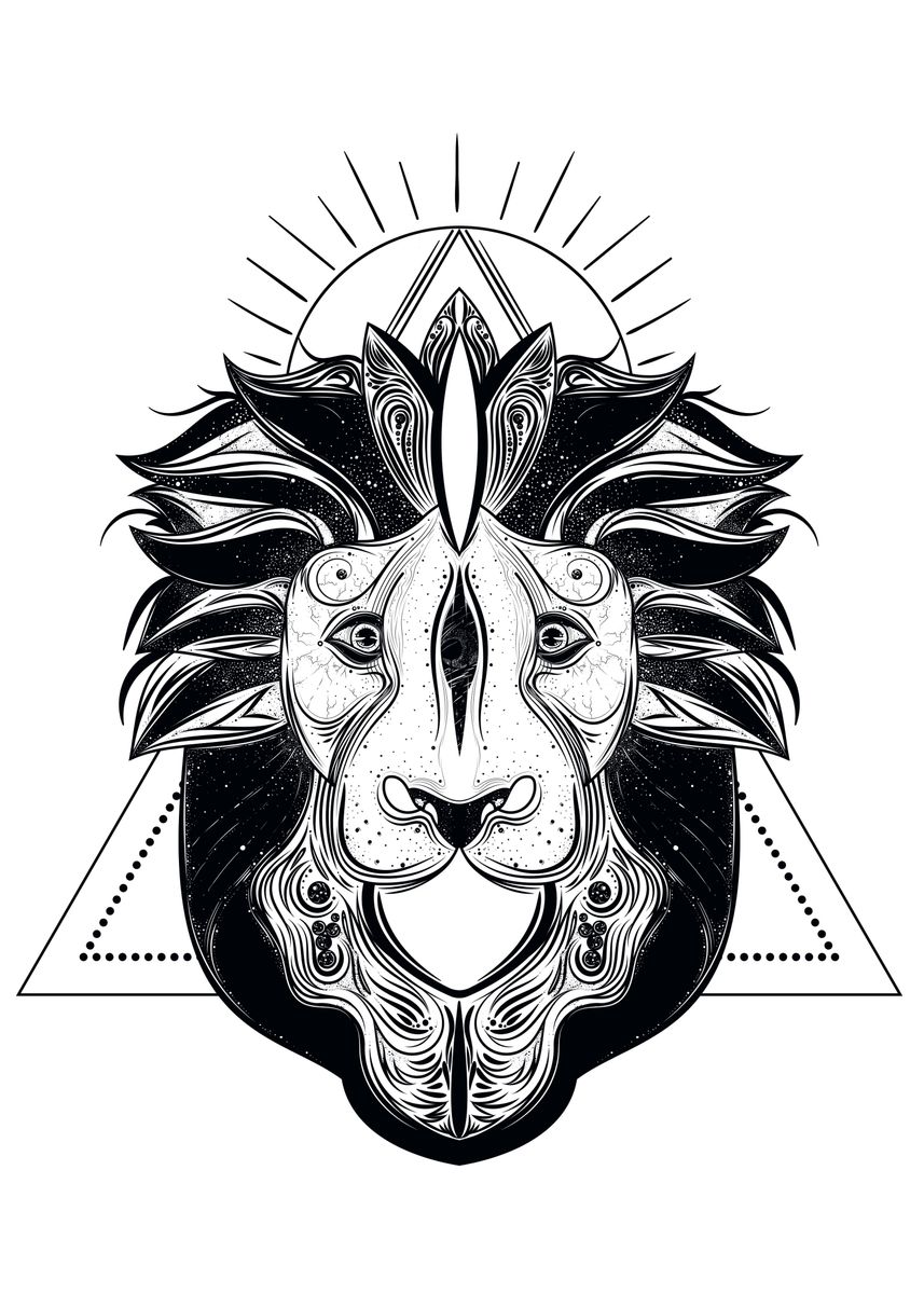 'Lion head line art' Poster, picture, metal print, paint by MD RAIHAN ...